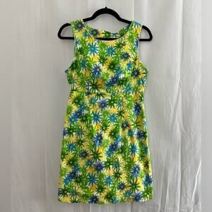 Kathy Van Zeeland Green & Blue Floral Mini Dress Womens Size Medium
